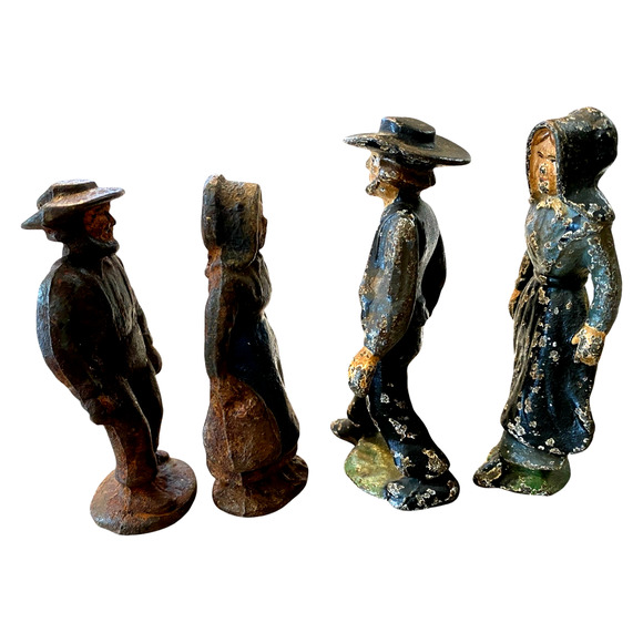 Vintage 1940-50's Cast Iron Amish Figurines - Set of 4 - A286 - Picture 9 of 13